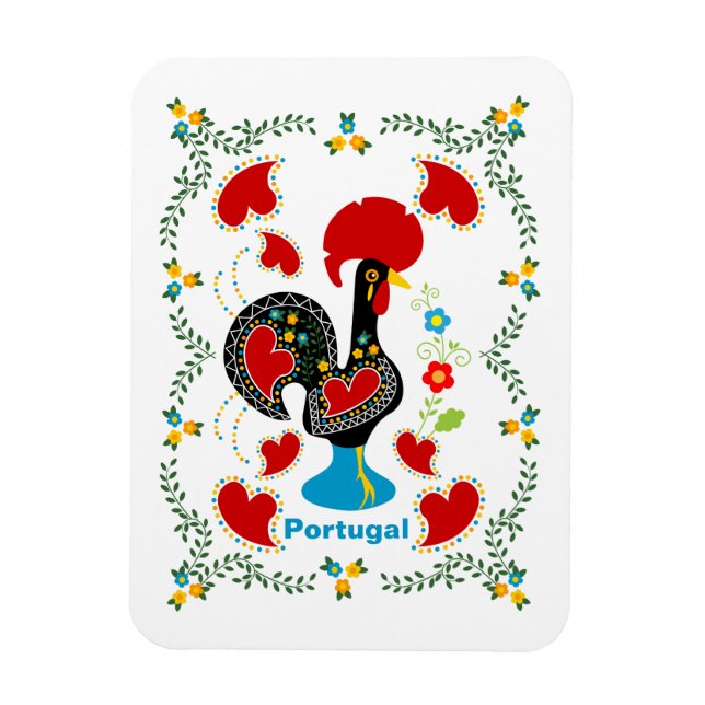 Portugals traditionella Tupp i svart Magnet (Vertikal)