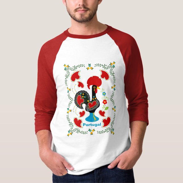 Portugals traditionella Tupp i svart T Shirt (Framsida)