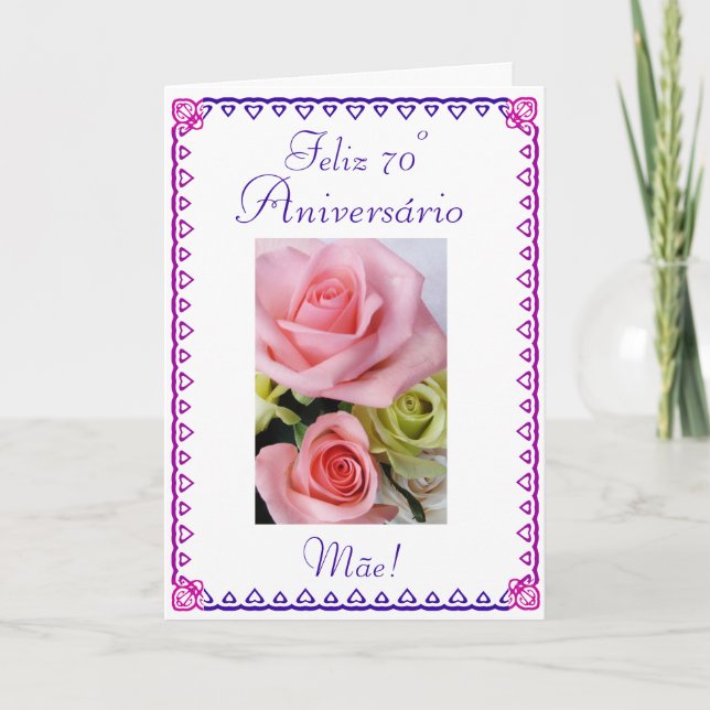 Portugis: 70 Anos mamma 70th födelsedag Kort (Framsida)