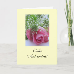 Portugis: Birthday/Rosa: Feliz Aniversário! Kort