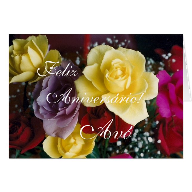 Portugis: Feliz Aniversario Avo! Hälsningskort (Framsidan Horizontal)