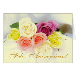 Portugis: Feliz Aniversario! robeijefärger Hälsningskort