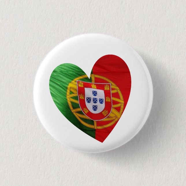 Portugis: flagga & hjärta knapp (Framsida)