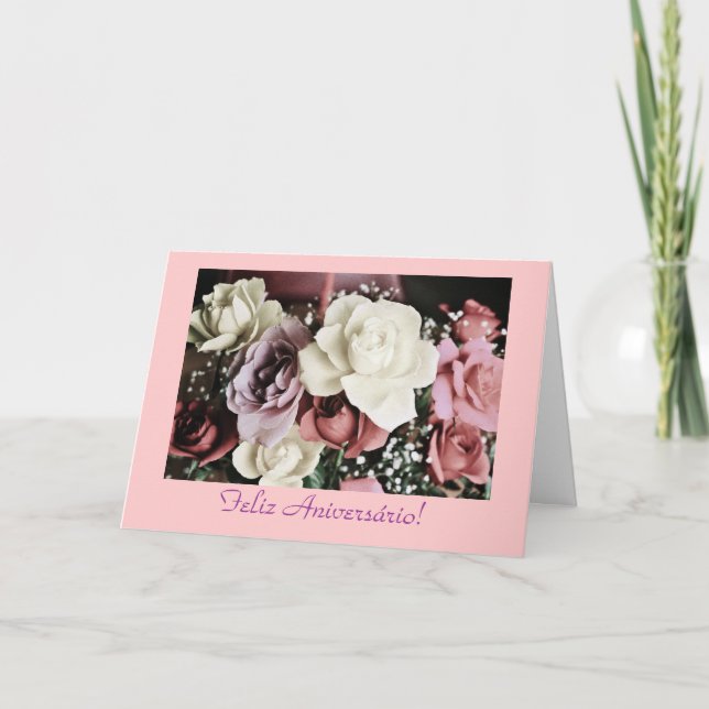 Portugis: Födelsedagroses/Rosas de aniversário Kort (Framsida)