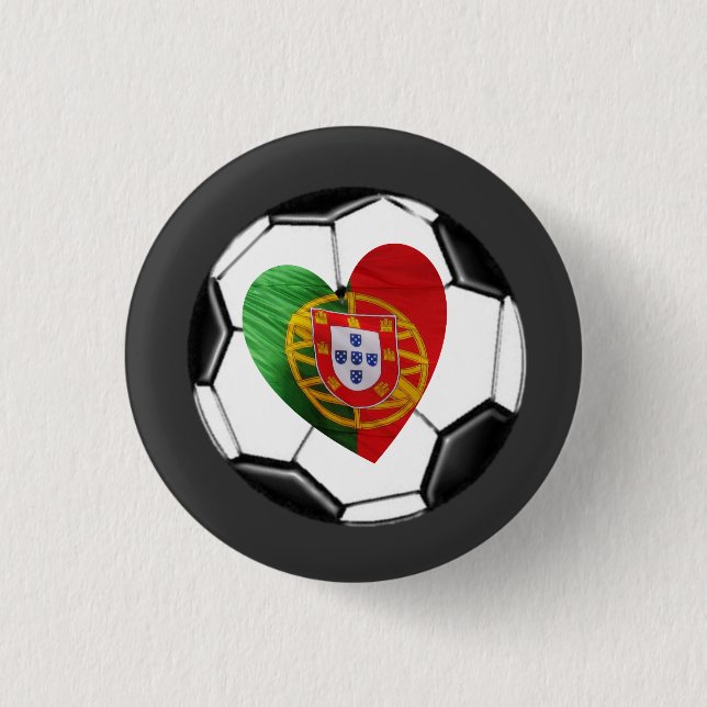 Portugis: klämma fast flagga & hjärta knapp (Framsida)
