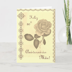 Portugis: Parabéns mãe/mamma 80th födelsedag Kort