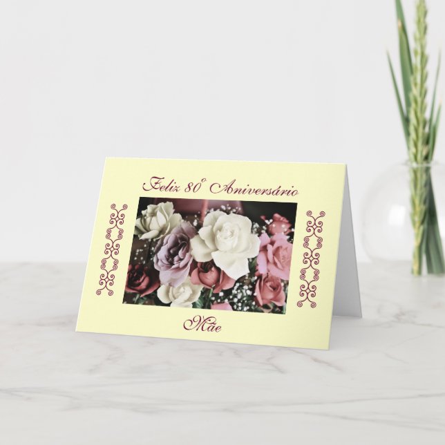 Portugis: Parabéns mãe/mamma födelsedag/rosa Kort (Framsida)