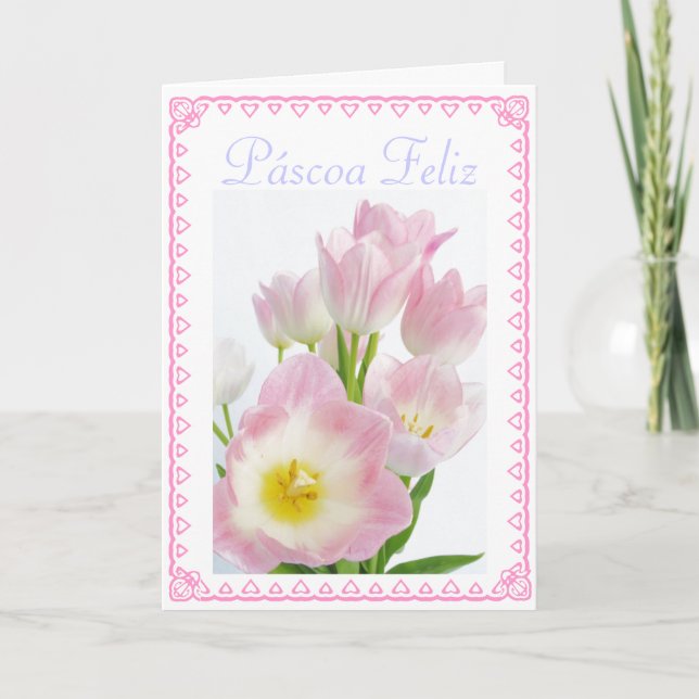 Portugis: Tulipas/Páscoa Helgkort (Framsida)