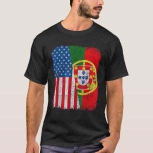 Portugisisk amerikansk Flagga HalUSA Portugal Root T Shirt