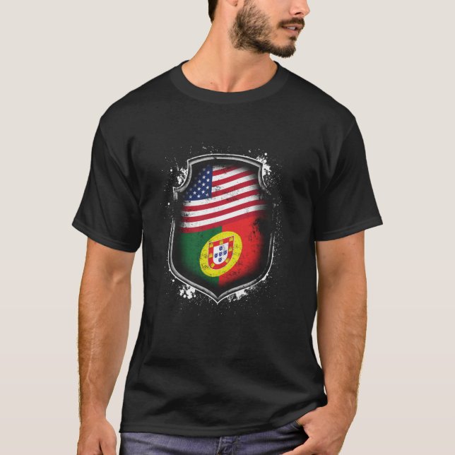 Portugisisk amerikanska flaggan t shirt (Framsida)