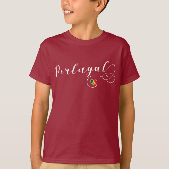 Portugisisk flaggahjärta, Portugal T Shirt (Framsida)