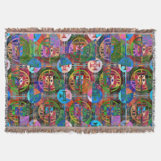 Portugisisk folkart Throw Blanket Filt (Framsidan)