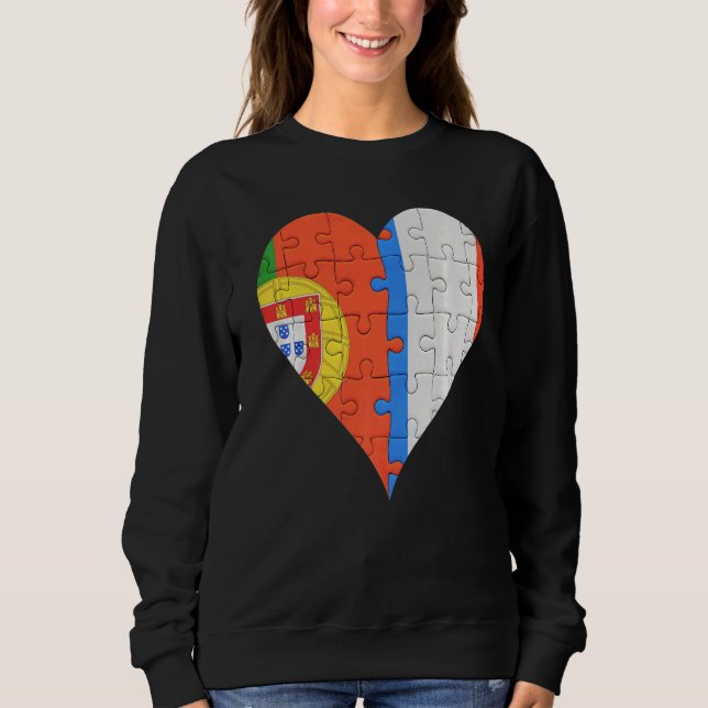 Portugisisk Fransk Flagga Heart T Shirt (Framsida)