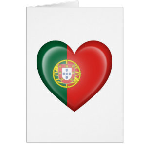 Portugisisk hjärtaflagga på vit hälsningskort
