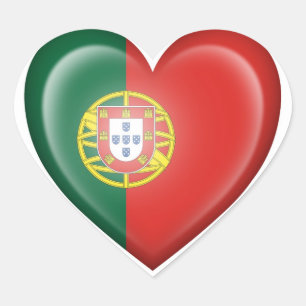 Portugisisk hjärtaflagga på vit hjärtformat klistermärke