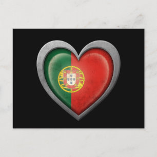 Portugisisk Hjärteffekt Flagga med Metall Vykort