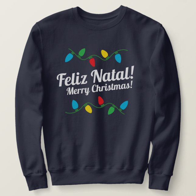 Portugisisk julsötare Feliz Natal Lång Ärmad Tröja (Design framsida)