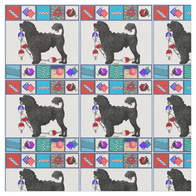 Portugisisk lejon vattenhundsvart & tyg (Närbild)