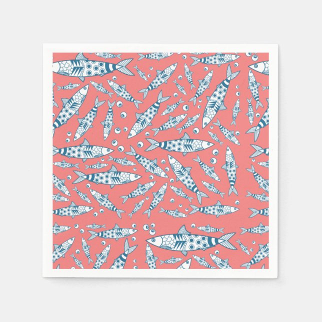 Portugisisk Lissabon Sardinien Mönster Azulejos Ro Pappersservett (Framsidan)