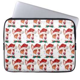 Portugisisk Podengo Hundrasg Christmas Stars Laptop Fodral