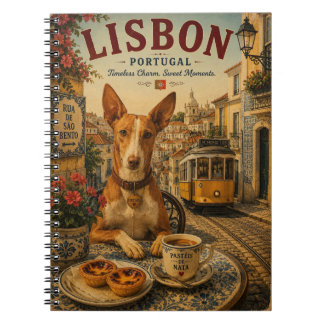 Portugisisk Podengo i Lissabon Vintage Researbet K Anteckningsbok