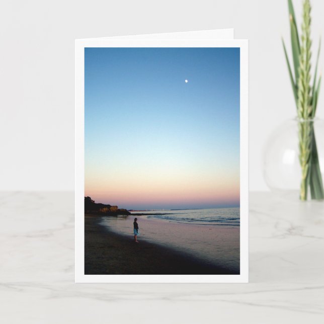 Portugisisk strand solnedgång kväll kort (Framsida)