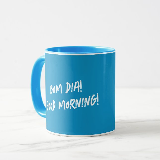 Portugisisk Tupp Bom dia- God morgon citat Mugg (Framsida vänster)