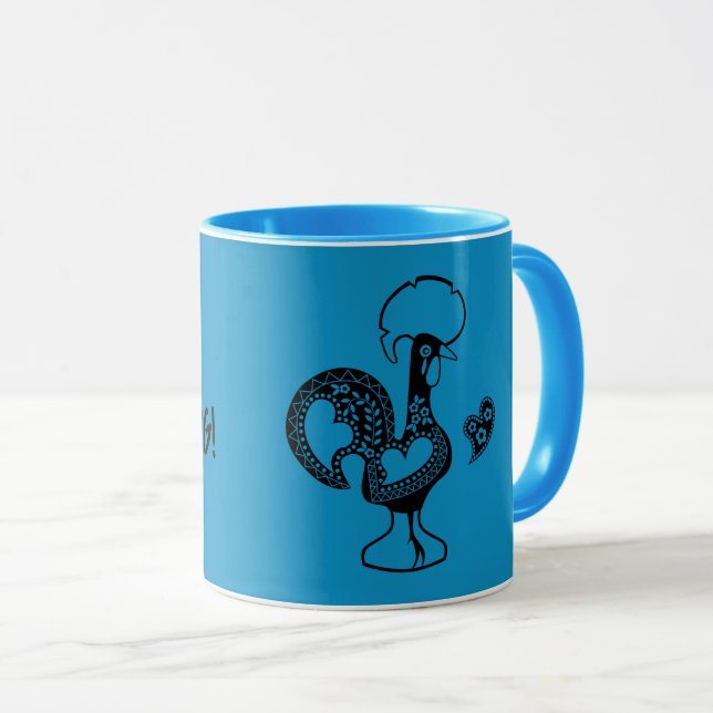 Portugisisk Tupp Bom dia- God morgon citat Mugg (Framsida höger)