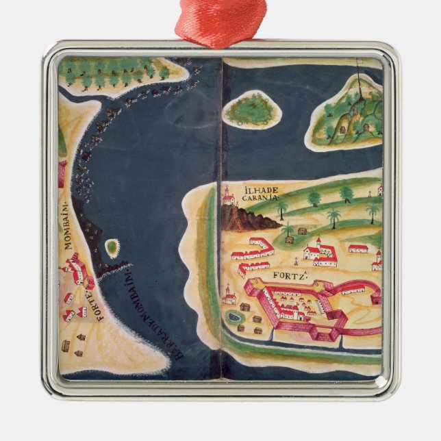 Portugisisk utforskningkarta av Mombassa Julgransprydnad Metall (Framsidan)