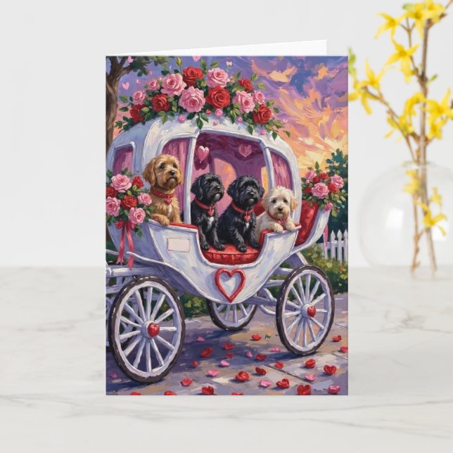 Portugisisk Vattenhund Alla Hjärtans Dag Kort (Gul blomma)