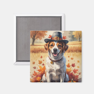 Portugisisk Vattenhund i Höstlöv Thanksgiving Magnet