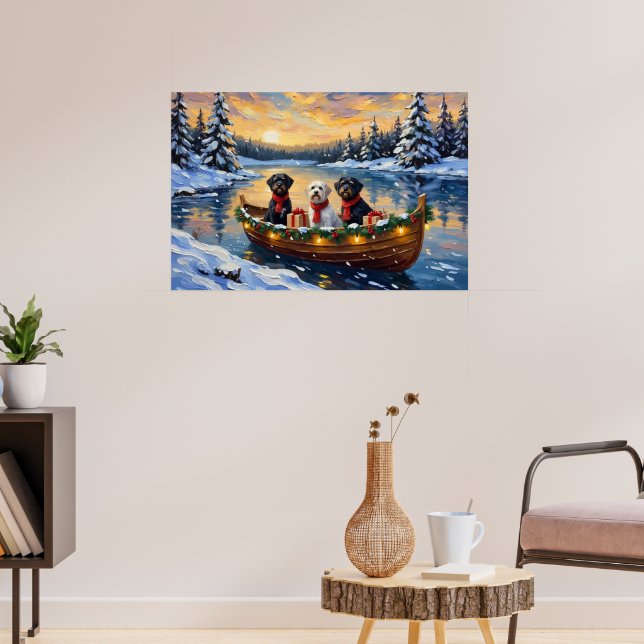 Portugisisk Vattenhund Jul Båt Högtid Poster (Vardagsrum 3)