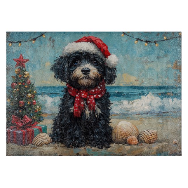 Portugisisk Vattenhund Jul Vintage Strand (Framsidan)