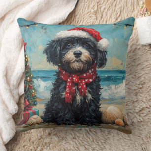 Portugisisk Vattenhund Jul Vintage Strand Kudde