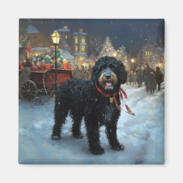 Portugisisk Vattenhund Julhögtid Magnet (Framsidan)