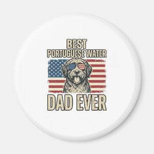 Portugisisk Vattenhund Pappa Patriotisk Vintage Magnet