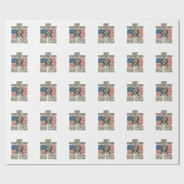 Portugisisk Vattenhund Pappa Patriotisk Vintage Presentpapper (Platt)