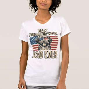 Portugisisk Vattenhund Pappa Patriotisk Vintage T Shirt