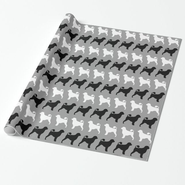 Portugisisk Vattenhund Silhuett Mönster Presentpapper (Utrullad)