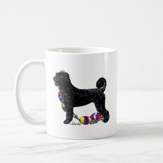 Portugisisk Vattenhund Stående med Float Line Kaffemugg (Vänster)