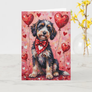 Portugisisk Vattenhund Valentinsdag med Hjärtan Kort