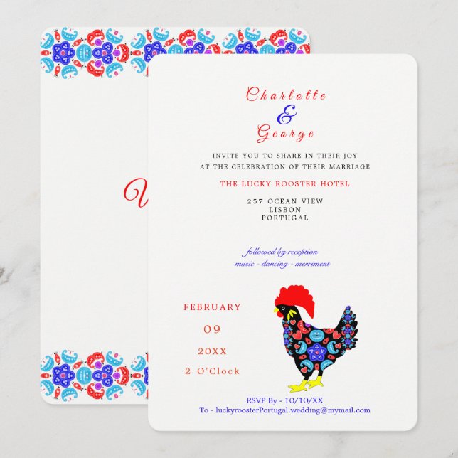 Portugisiska amblem i Barcelona Tupp Inbjudningar (Fram/baksida)