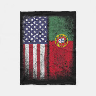 Portugisiska Amerikanska Flaggan Portugal Usa För Fleecefilt