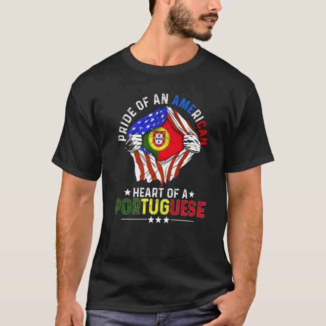 Portugisiska amerikanska Pridet Foreign Portugal T Shirt (Framsida)