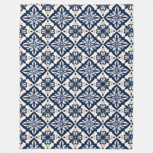 Portugisiska Azulejo Blue och White Fleecefilt