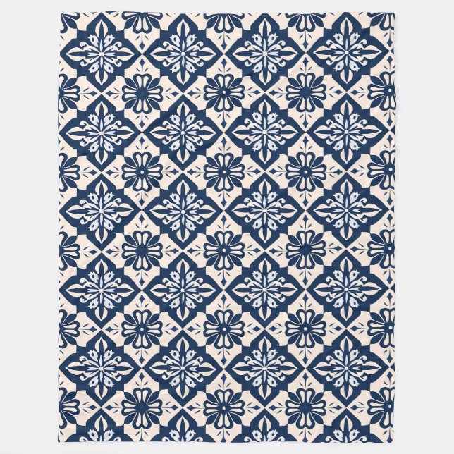 Portugisiska Azulejo Blue och White Fleecefilt (Framsidan)