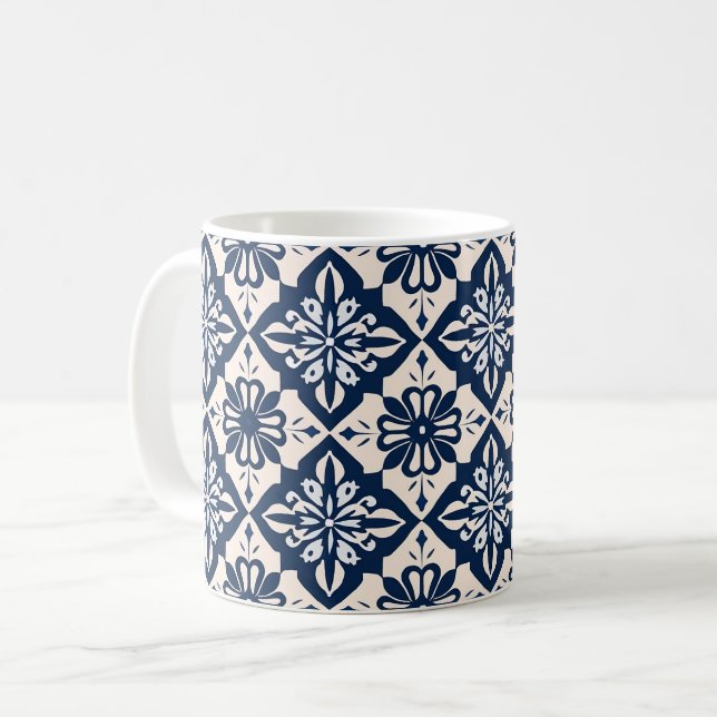 Portugisiska Azulejo Blue och White Kaffemugg (Framsida vänster)