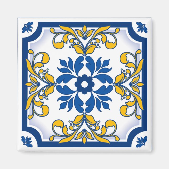 Portugisiska Azulejo Ceramic Tile Magnet (Framsidan)