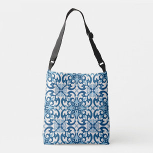 Portugisiska Azulejo Fleur De Lis Stil Mönster Axelväska