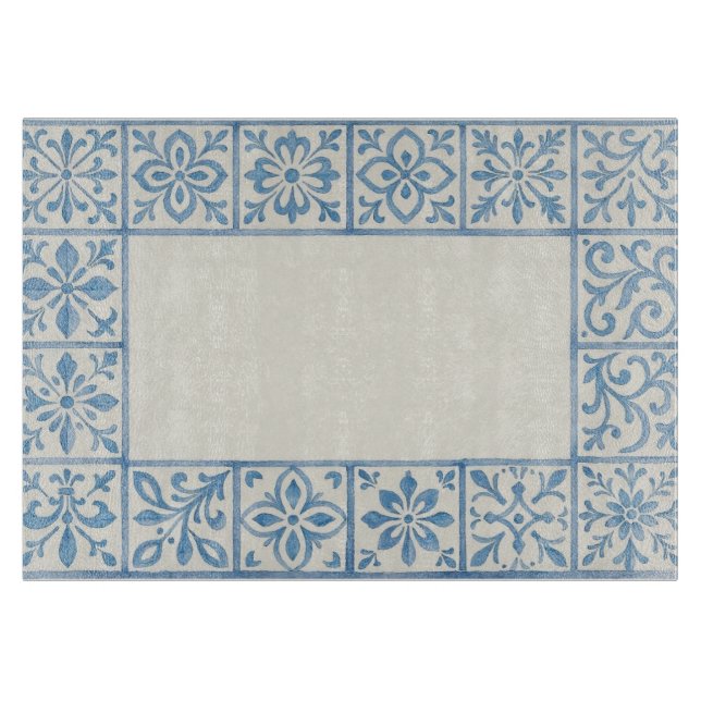 Portugisiska Azulejo-kakel blå stationär design (Framsidan)